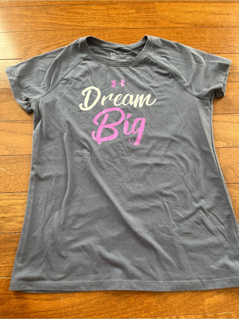 Under Armour Gray Girls' 'Dream Big' Short Sleeve Tee Size Large